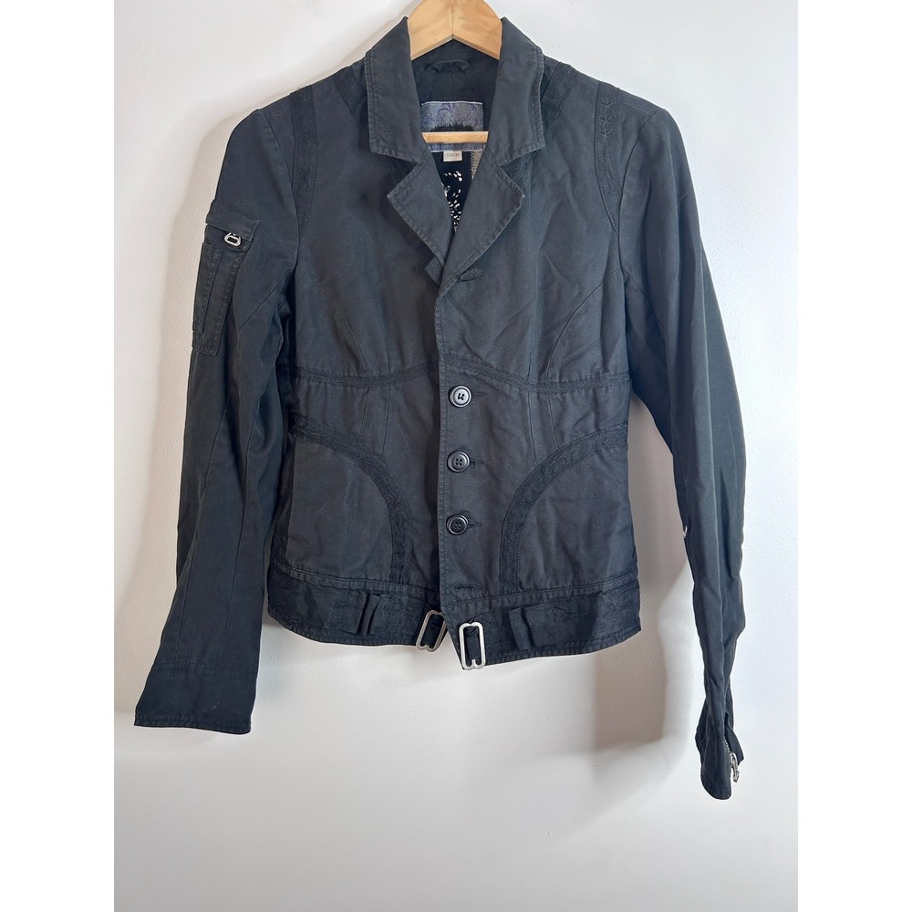 VTG Diesel Parachute Black Cotton Utility Jacket XS Grunge Military Moto Y2K 90s